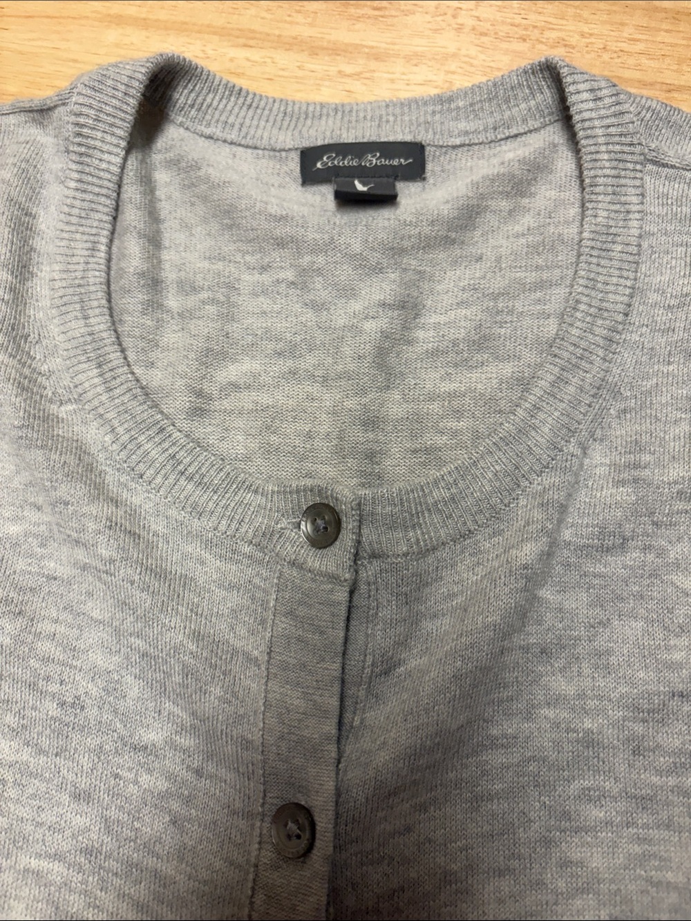 Eddie Bauer Light Gray Crewneck Button Cardigan